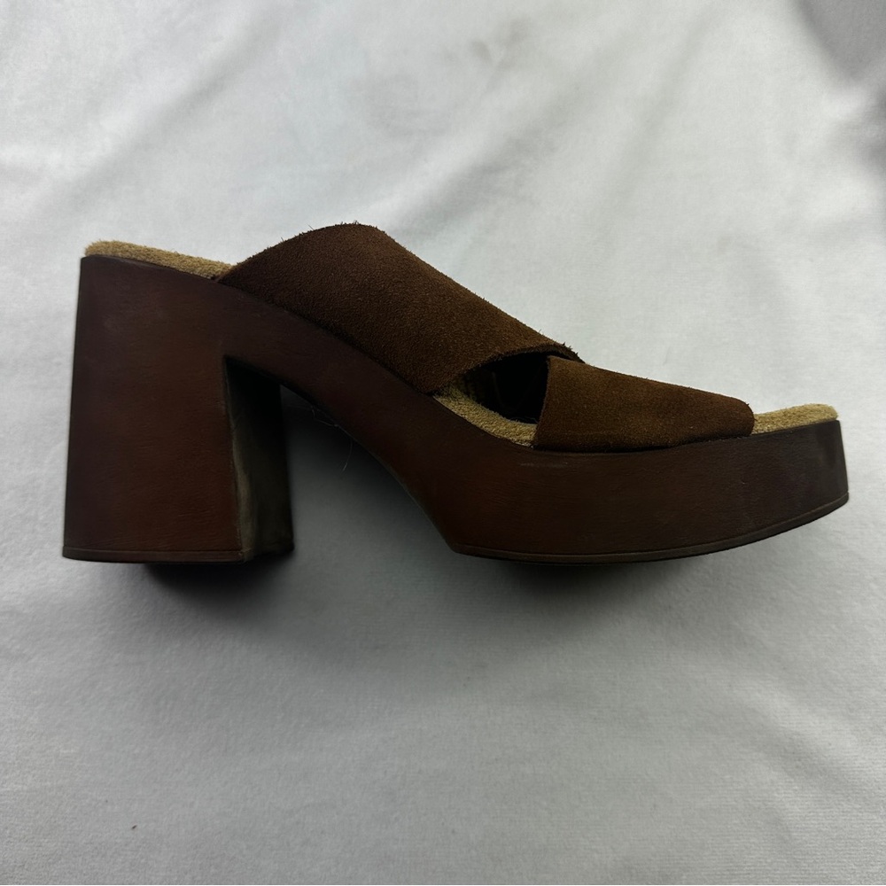 Bionatura Platform Sandals Brown Suede Leather Womens 9.5 Brown Chunky Summer - Picture 5 of 8